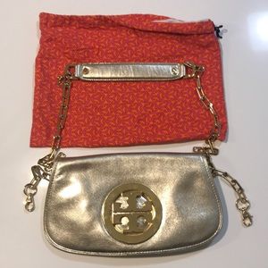 Tory Burch gold clutch